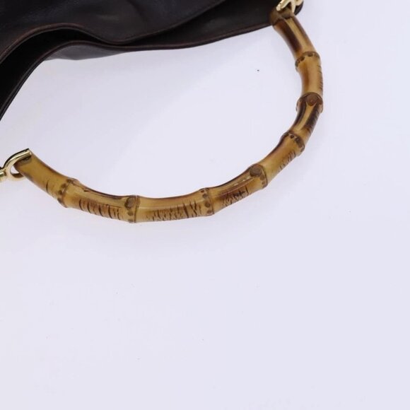 GUCCI Bamboo Hand Bag Leather 2way Brown Gold - Picture 7 of 15